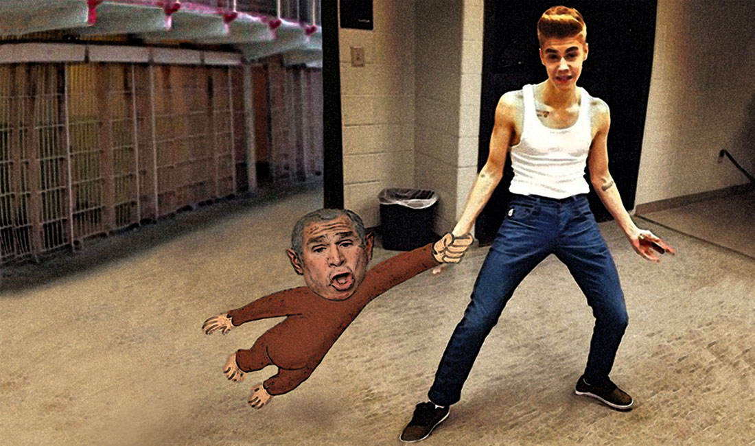 Beiber monkey detained in Europe.