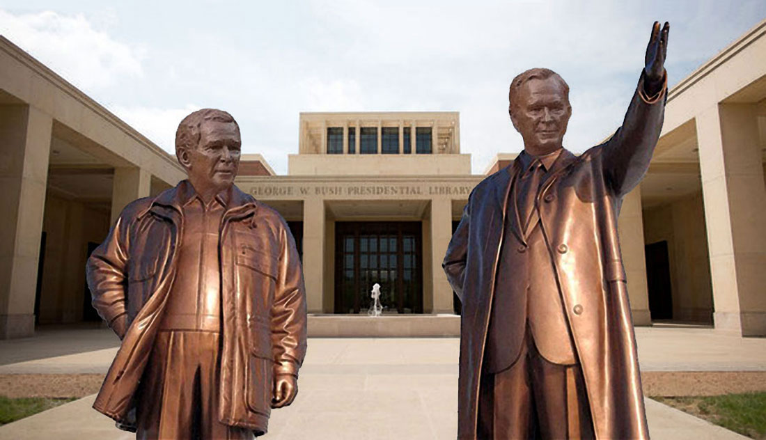 Bush Library statues made in China.
