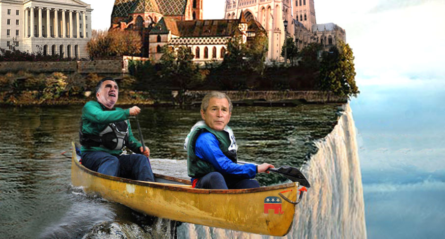 Romney Paddles Along With Bush As His Guide!