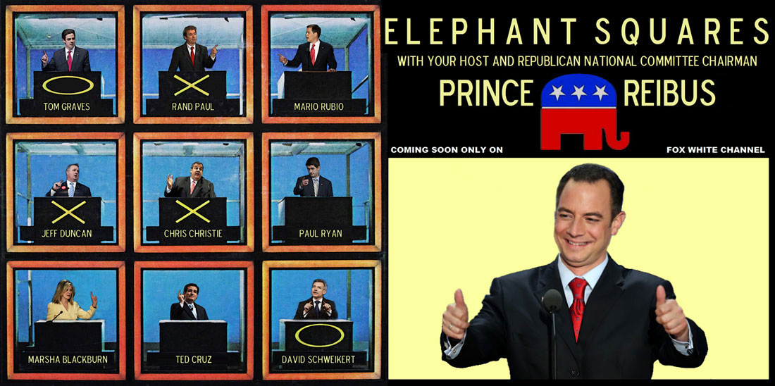 ELEPHANT SQUARES is a new political game show on the new FOX WHITE CHANNEL