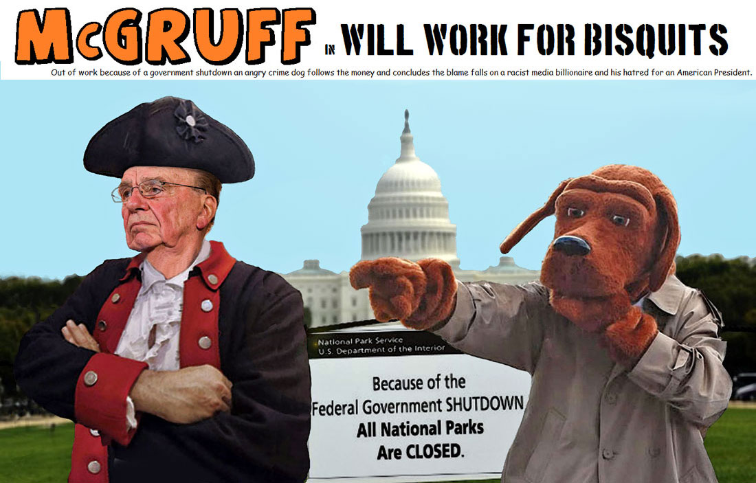 McGRUFF in WILL WORK FOR BISQUITS features one angry crime dog.