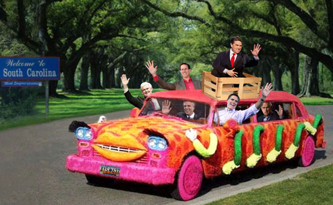 GOP
      Clown car comes to South Carolina.