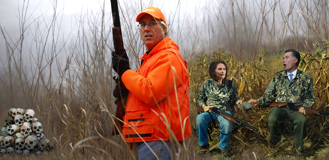 Santorum promises to attack Iran and hunt down Mexicans.