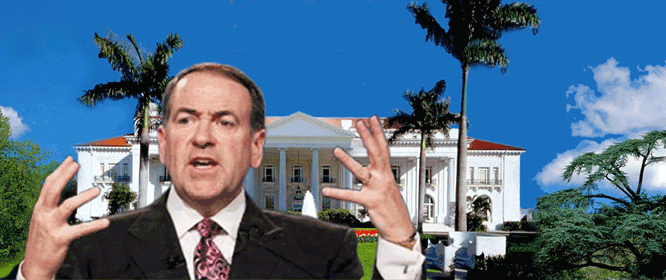 Mike Huckabee builds $2.2 million White House replica in Florida.