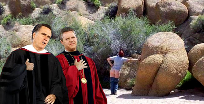 Lord Romney and sect leader in marraige of convenience.